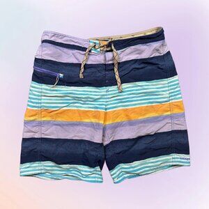 Patagonia Men's Printed Wavefarer Striped Swim / Surf Board Shorts Size 34